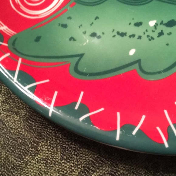 11 inch round decorative holiday ceramic dish with serving piece - Picture 4 of 5